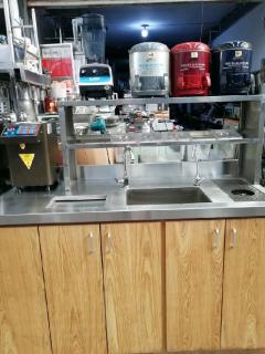 奶茶店低价急售全自动封口机 水吧台 果糖机 咖